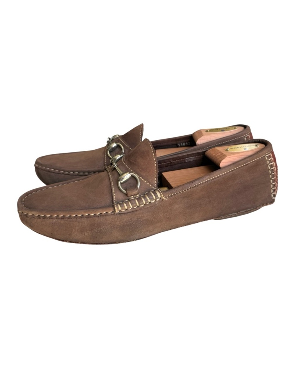 GUCCI Horsebit Driver Shoes Brown Suede Loafers - Picture 3 of 15